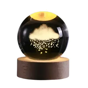 Lampara Cristal Esfera Lluvia 3D Base