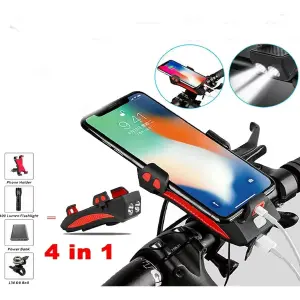 Linterna Bicicleta 4en1 Pitó Soporte Cel