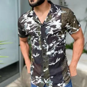 Camisa Estampada Hombre de Manga Corta 