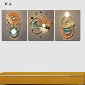 RELOJ PARED ESTILO POLIPTICO 3 PIE RP-26: Elegancia y Precisión en tu Hogar - RELOJ PARED ESTILO POLIPTICO 3 PIE RP-26