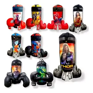 Saco de boxeo mas guantes para niños