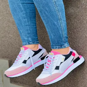 Tenis Puma Zigzag Negro Rosa Dama