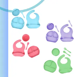 Combo Set Vajilla Silicona Bebe+Cepillo