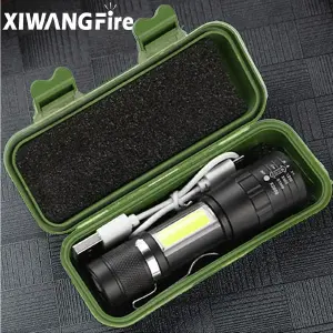 Mini linterna Cob Aluminio Estuche Rec