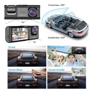 Camara Dvr Triple Lente Para Carro Full