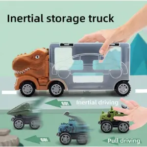 Carro Mula Dinosaurio Rex + 3 Carros Jur