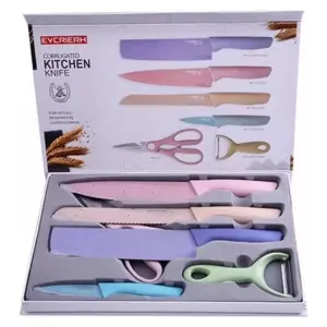 SET DE CUCHILLOSX6 PIEZAS COLORES PASTEL