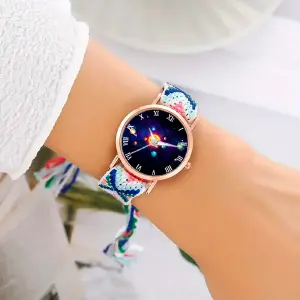 Reloj Sistema Solar Dorado Tejido Artesa