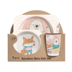 Set Vajilla Bebes Niños Bambu 5 Piezas