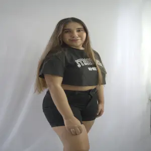 Short Negro Mujer Casual Doblado