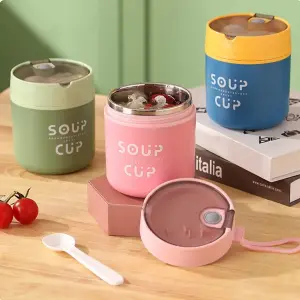 Portacomida con Cubiertos para Sopa: ¡El Compañero Perfecto para tus Almuerzos! - Portacomida con Cubiertos para Sopa