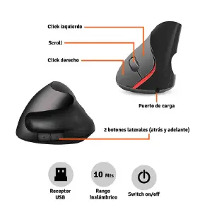 Mouse Vertical Inalámbrico