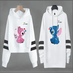 Buzo, Buso Hoodie Blanco Pareja Stich