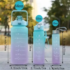 3 piezas botella de agua con paja, marca