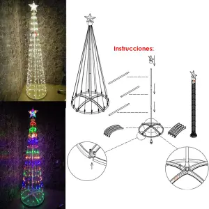 Árbol Cónico Luces Navideño Armable210cm