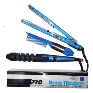 Combo Nano Titanium Plancha,peine Y Riza