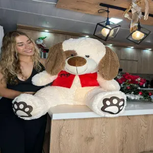 Peluche de perro con chaleco 1m