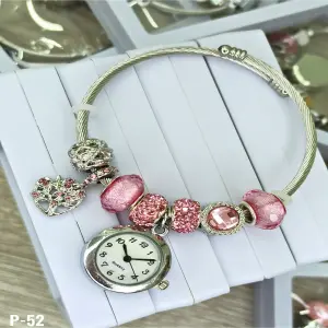 RELOJ PULSERA PLAT PERLA ROSA PIEDRA