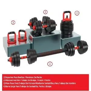 Kit de Pesas 40 kg Convertible: ¡Tu Gimnasio en Casa! - Kit Pesas 40 Kg Convertible Pesa Rusa