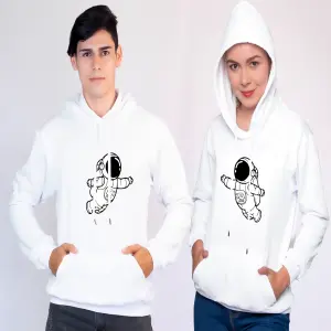 Buzo, Buso Hoodie astronauta pareja Blan