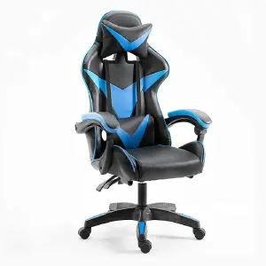 SILLA GAMER PROFESIONAL AZUL Y NEGRO