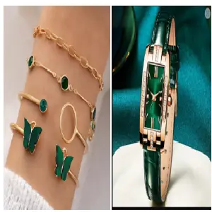 763475 Brazalete y  778437 Reloj verde