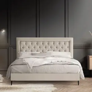 Cama Capitoné Estilo Ingles