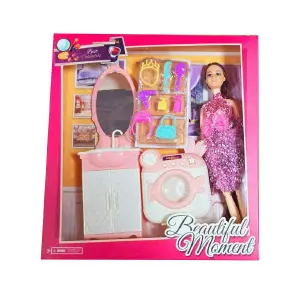 Muñeca Vestido Accesorios Lavadora Lavam