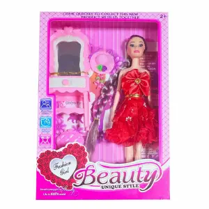 Muñeca Vestido Tocador Sombrero Peinador