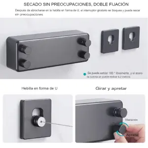 Tendedero De Ropa Retractil Acero 4.2m