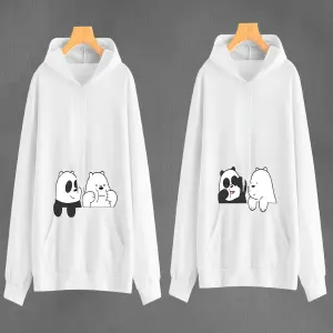 Buzo, Buso Hoodie Blanco Panda y Polar
