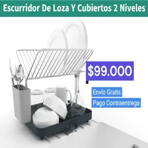 ESCURRIDOR DE LOZA Y CUBIERTOS 2 NIVELES