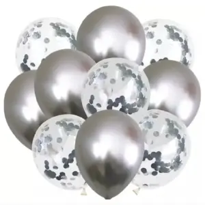 Set Globo Cromado / Confeti R12 x10