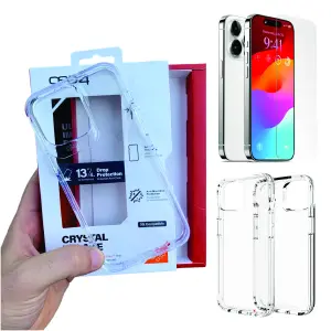 IPHONE ESTUCHE TRANSP ANTISHOCK + VIDRIO