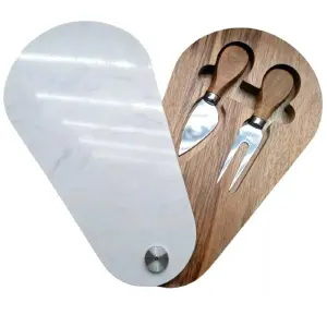 Tabla Quesos Cuchillo Tenedor Base Mader