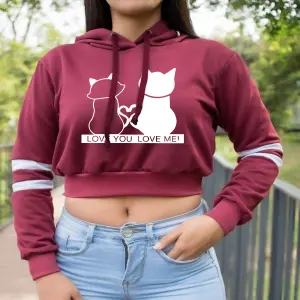 Buzo Buso,Hoodies Gatos Mujer VINOTINTO