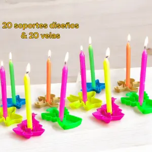 20 velas y 20 soportes diseños