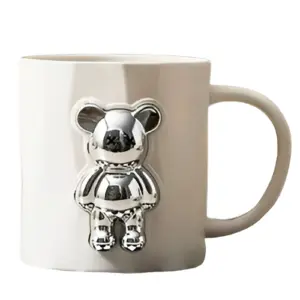 Pocillo Blanco Decorativo Oso Plata