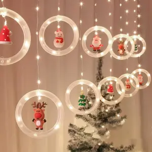 Cortina Luces Navideñas Aros Figuras
