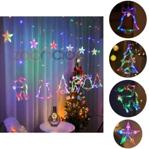 Cortina Navideña Campana Reno Arbol Led