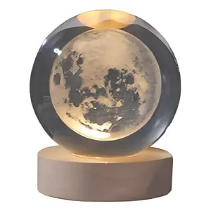 Lampara Esférica Luna Vidrio 3D