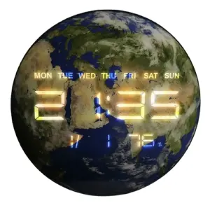 Reloj Pared Digital 3D Diseño Mundo Hora