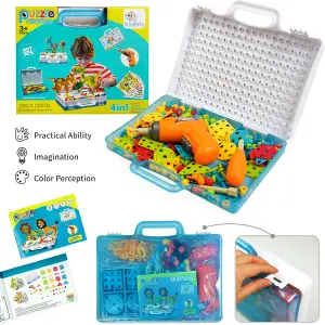 ROMPEZABEZAS + TALADRO INFANTIL 242pcs: ¡Diversión y Aprendizaje Garantizados! - ROMPEZABEZAS + TALADRO INFANTIL 242pcs