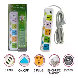 Multitoma Universal 5 Conectores: Soluciones de Energía Versátiles - Multitoma Universal 5 conectores switch