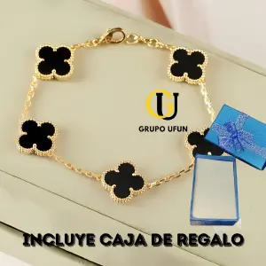 PULSERA TREBOL Negro +CAJAREGALO DP