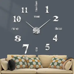 RELOJ DE PARED 3D 100CMX100CM 015 SILVER