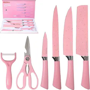 Juego cuchillo 6 pza rosado 1072