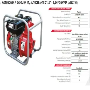 MOTOBOMBA A GASOLINA 4T / 6,5HP /AUTOCEB