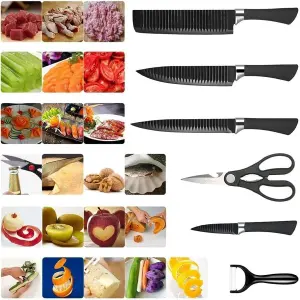 Juego Cuchillos Cocina Chef Negro