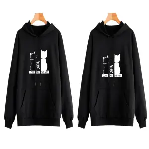 Buzos ,Hoodies Parejas gatos amor negro